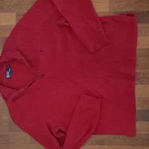 Men's red pullover zipper sweater. Polo by Ralph Lauren size XL.